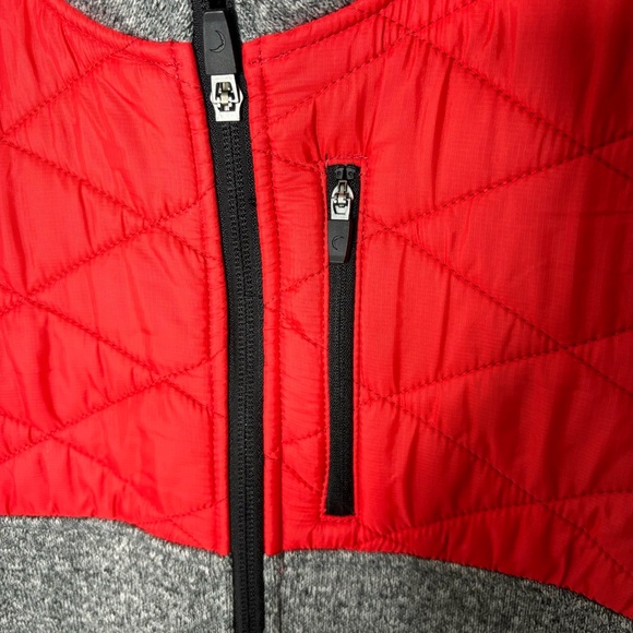 ZYIA Active Red Gray Quilted Ash Cabin Jacket Full Zip Fleece large - Picture 4 of 10